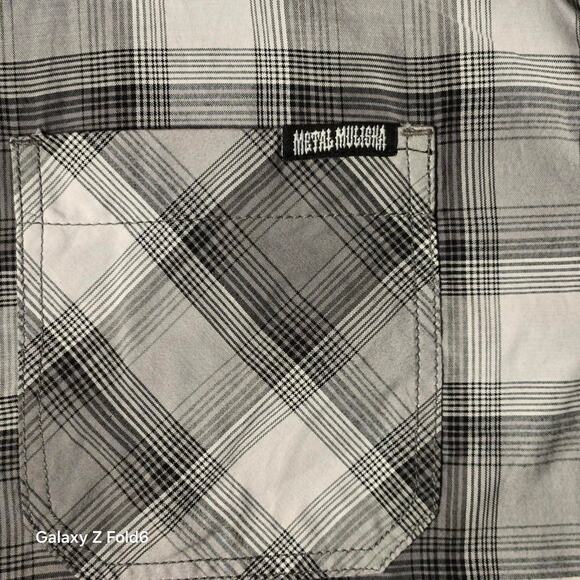 Metal Mulisha grey and white button up shirt size small - Picture 6 of 7